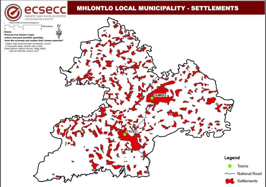 5.3.1 Small scattered rural settlements Human settlement patterns in the former homelands (where most people still live and the backlogs are highest) are characterised by two quite different