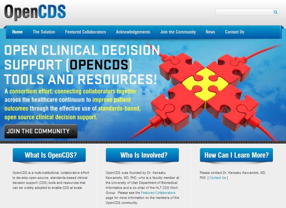 OpenCDS Software platform and toolkit for developers implementing CDS services Open source Standards-based