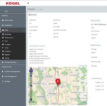 Kögel Web Portal data accessible at any time and from anywhere You can