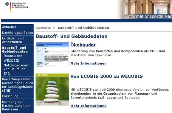 Data source for building assessment Example Germany Using EPDs (if available) Using Ökobau.