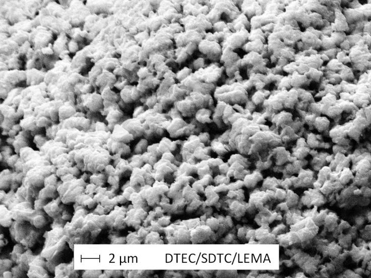 agglomerates (10-50 µm) of submicronic particles Similar to that of UO2+δ but with larger