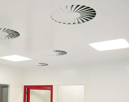 The visible side of the ceiling tiles is powder coated similar to RAL 9010 and cannot be walked on.