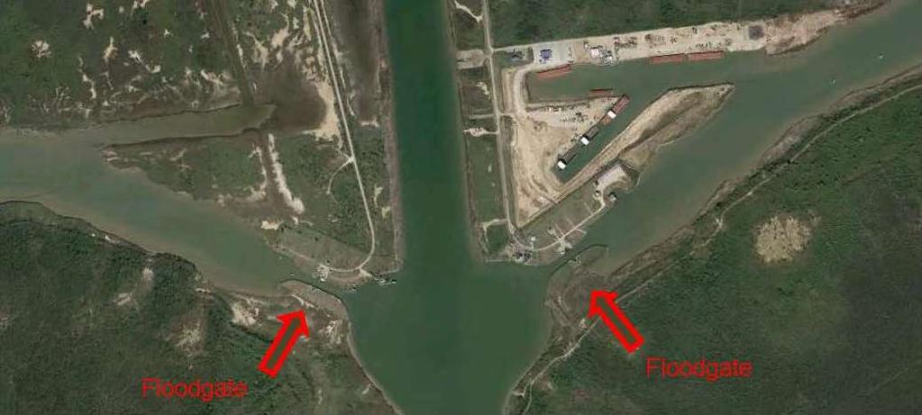 Brazos River Floodgates Antiquated structure of the gates is not adequate to accommodate modern waterway