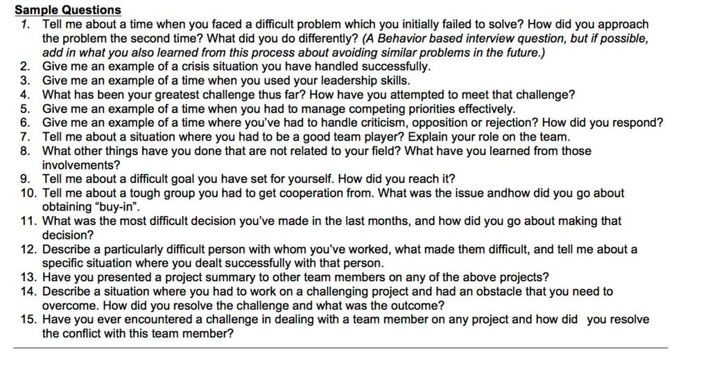 15 Behavioral Interview Questions