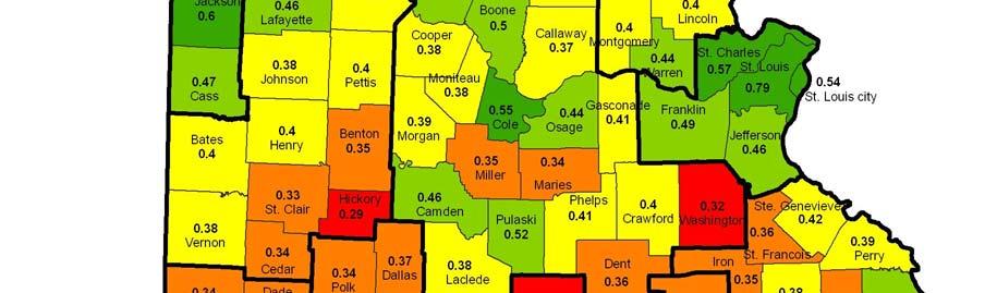 In South Central region, the buying power of retail customers of Butler, Reynolds, Carter, Wayne and Howell is relatively higher than the rest of the counties in the