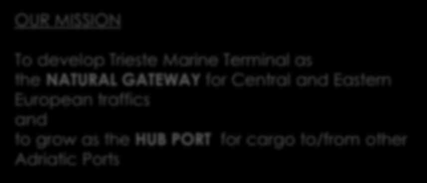 traffics and to grow as the HUB PORT for cargo to/from other Adriatic