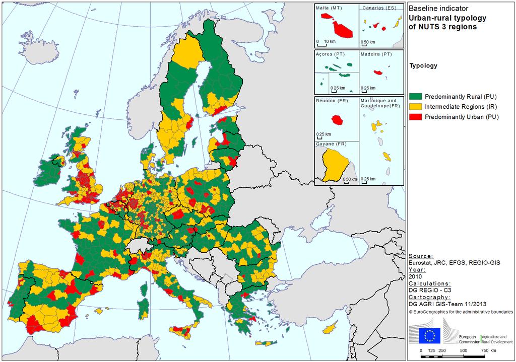 Key facts and figures: rural-urban typology EU territory: 50%