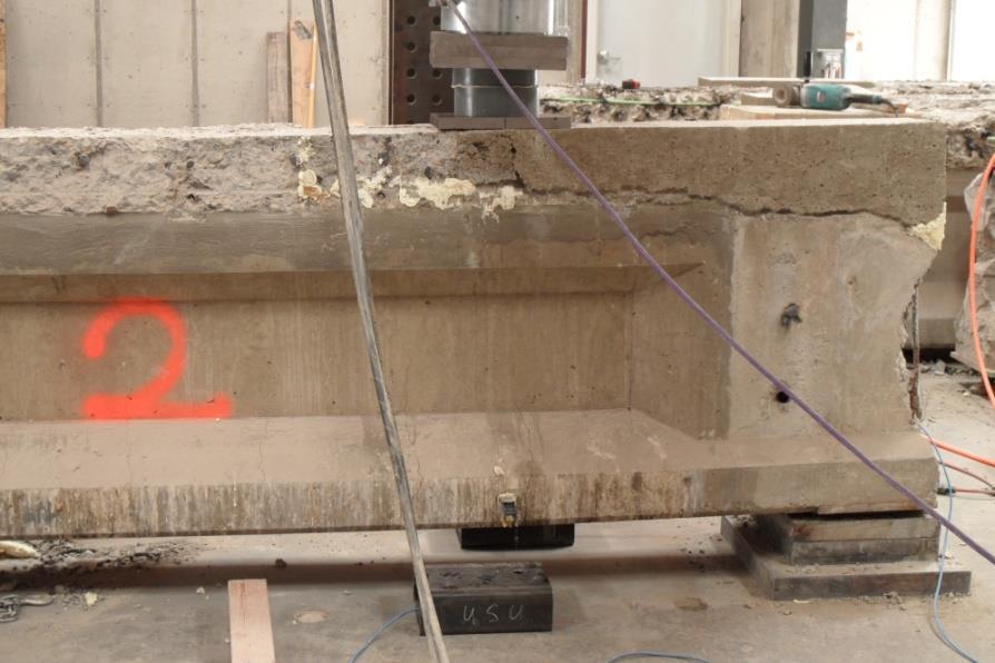 1-d Test Due to the brittle nature of shear failures, shear capacity tests were performed at distance of 1-d, 2-d, and 4-d, where d represents the total depth from the girder bottom to the top of the
