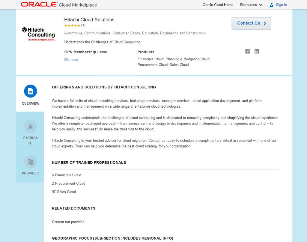 Service Listing Copyright 2014, Oracle