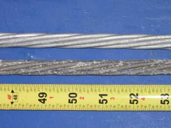 The amount of discoloration in the galvanized strand is shown in Figure 5.45.