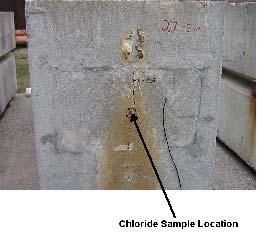 Figure 3.7: Chloride Sample Locations for Specimens 1.1 and 3.