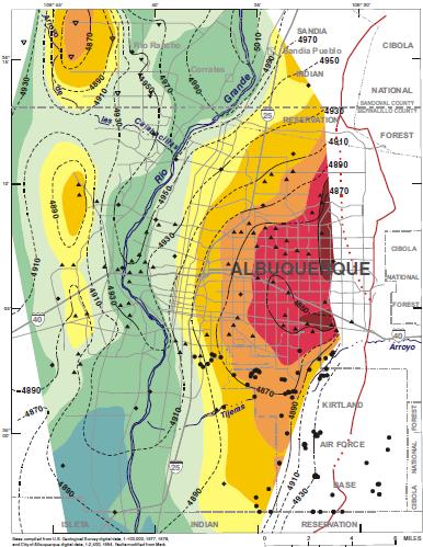 Aquifers Drawdowns Albuquerque Water Basin As much