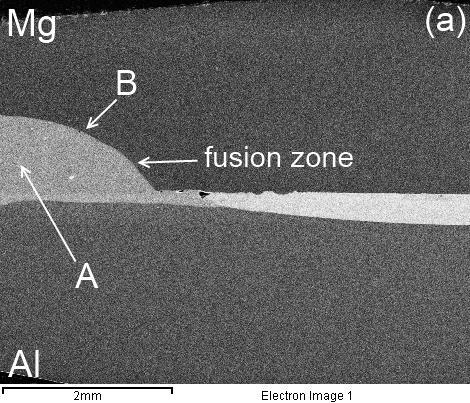 A.2.3 Interfacial Microstructure Figure A-8 shows interfacial microstructure of a weld made with Zn foil interlayer.