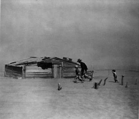 Fleeing a dust storm Farmer Arthur Coble and sons