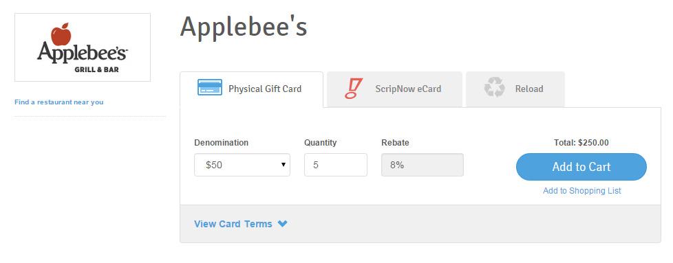 Ordering Physical Cards Select a denomination from the dropdown menu.
