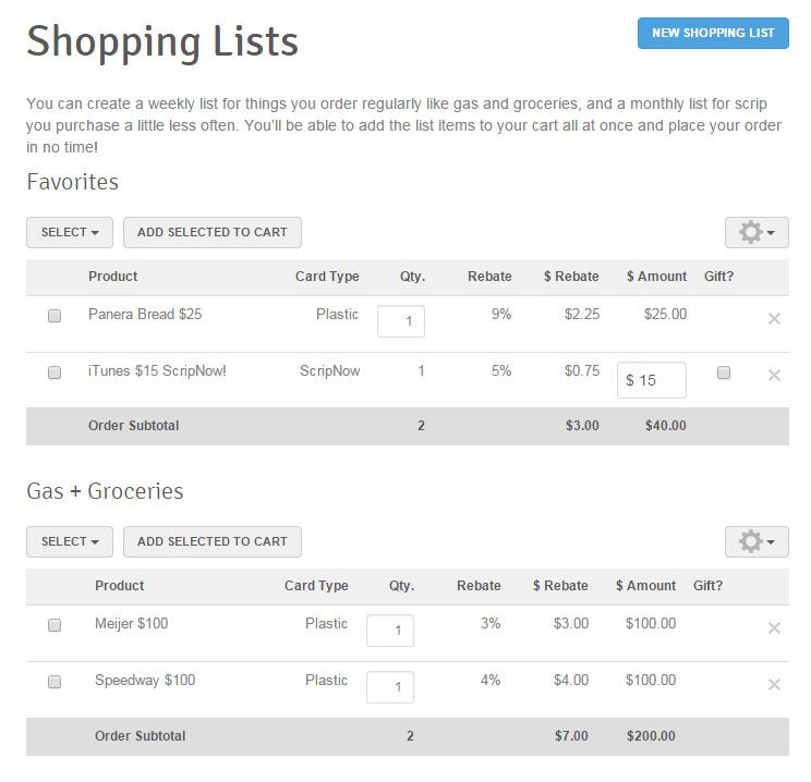 Shopping Lists You can set up shopping lists to quickly add products you regularly order to your cart.