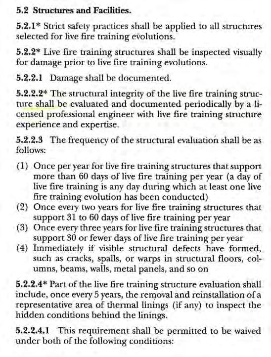 A portion of Chapter 5 of NFPA 1403, Standard on