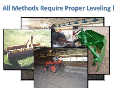 **A critical part of the in-house composting procedure is to properly level the litter. This can be done with a blade, skid-steer or aerator.