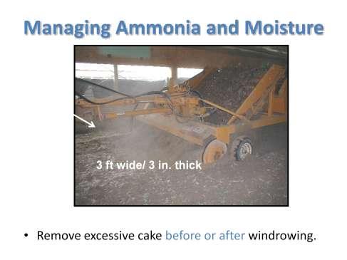 Another aspect of managing ammonia and moisture is how to deal with the cake.