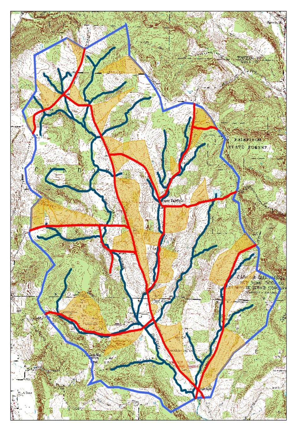 Results Drainage Mapping Ditch drainage basins potentially intercept ~22 % of the surface runoff and shallow groundwater
