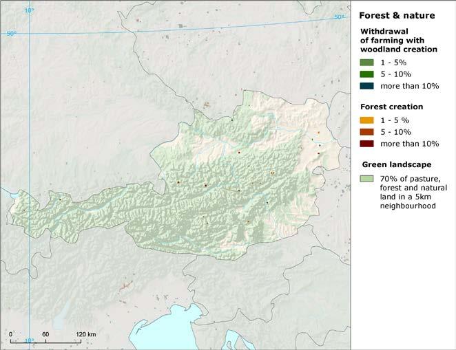 Forest & nature (2006-2012) 5.15. Forest & nature areas 2012 [% of total area] Wet.