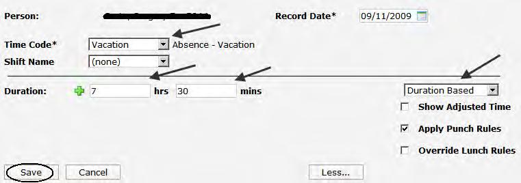 Managing Absences While only non exempt employees use TimeLink to punch in and out for the work day, all employee absences must be entered into TimeLink.