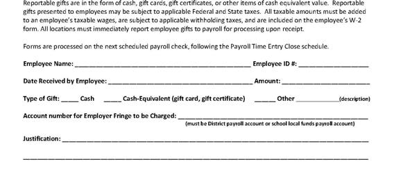 Employee Gift Reporting IRS Publication 17 provides specific guidance regarding the reporting and taxation of gifts given to employees, paid for by District funds.