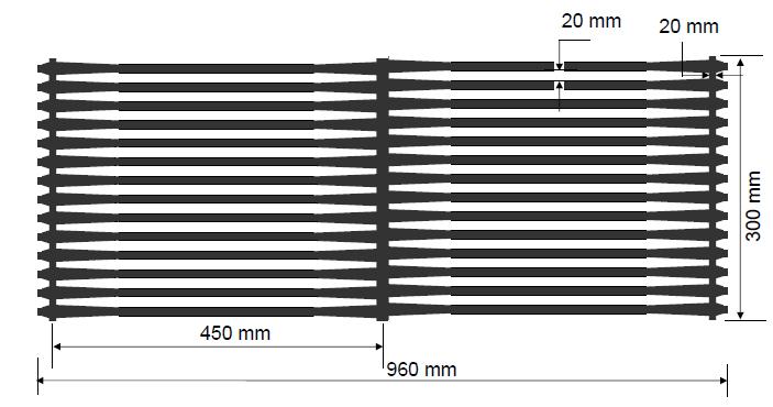 1.4.3. Geogrids Figure 1.9 shows the UX-1500 MSE geogrids used for pullout testing that were manufactured by Tensar. Table 1.