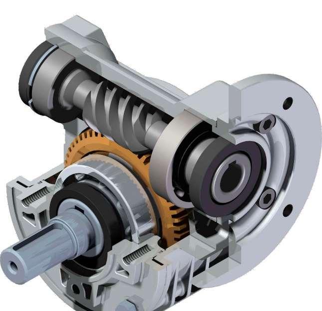 Worm Gear wheel AN ELECTRIC MOTOR OR ENGINE APPLIES ROTATIONAL POWER TO THE WORM THE WORM ROTATES AGAINST THE WORM GEAR AS THE WORM
