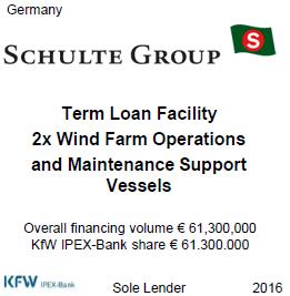 Selected Maritime Transactions Active across all subsectors USA Germany Switzerland Cruise / Ferries Hermes-covered Term Loan Facilities 2x Cruise Vessels Overall financing volume 1,496,300,000 KfW