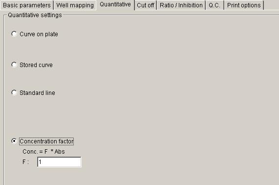 4. Concentration factor: User can enter a factor for calculate