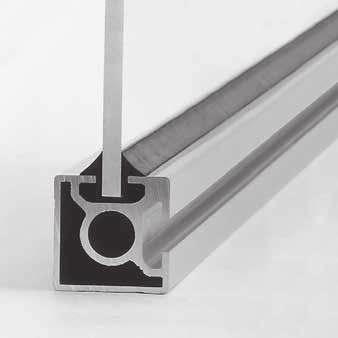 Sealing strips U-sealing strip Grid extrusion soft This sealing strip can be inserted into the 8 mm slots on any extrusions and is suitable for panels measuring between 3 and 6