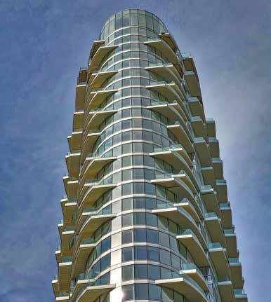 00069104 00069107 00056203 Facetted curtain walling system The elliptically-formed tower is a prestigious residental development using Lindner s own curtain walling system CW65.