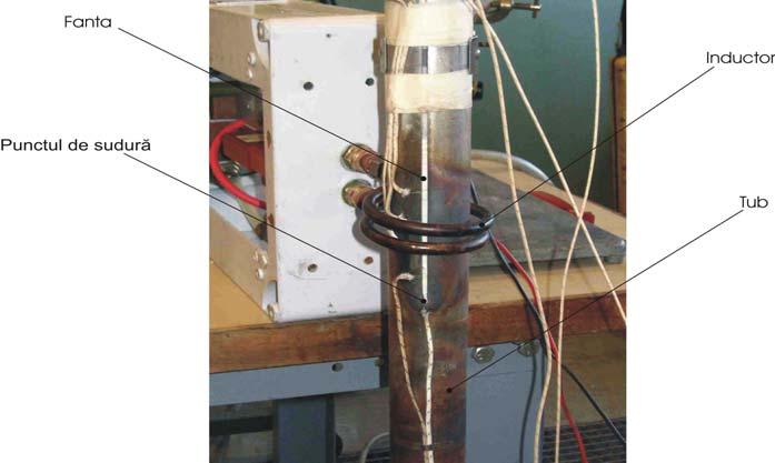 Experimental study of the induction heating in the manufacturing of metallic tubes 39 Slit Inductor Welding point Tube Fig. 2. Experimental model of the welding assembly 3. Experimental testing 3.1.
