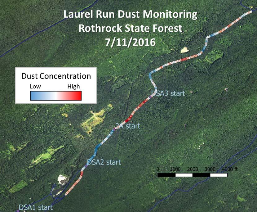 RESULTS In order to visually understand the large amount of data generated, heat maps of dust production were created by combining dust data and GPS tracklog.