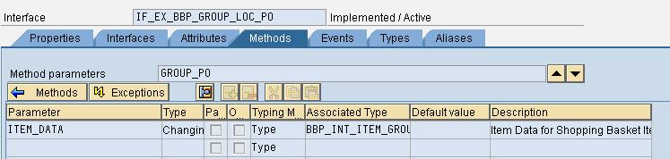BADI BBP_GROUP_LOC_PO: We can use BADI BBP_GROUP_LOC_PO to change grouping of shopping cart items for purchase orders.