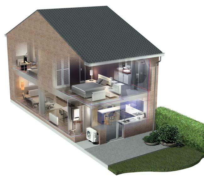 For every kilowatt of electricity the heat pump uses, it generates about 3-4 kilowatts of renewable heat from the air.