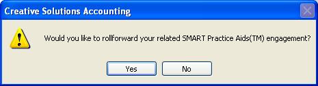 On the Roll Forward - Finish dialog box, click Finish to initiate the final steps of the Rollforward process.