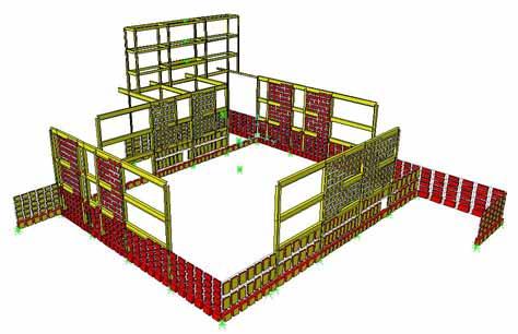 Analysis model with Finite Elements New New steel plate walls at 1