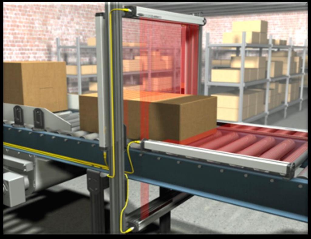 Latest & Greatest: Sensors Cartons on a conveyor pass through three pairs of light curtains, which measure height, length & width at ranges of up to 4 meters.