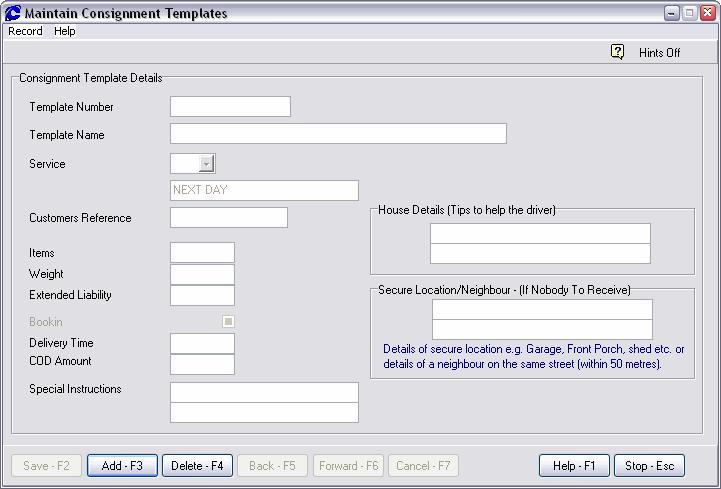 Consignment Templates When creating consignments, it is sometimes useful to have a set of default instructions that can be applied to each consignment.