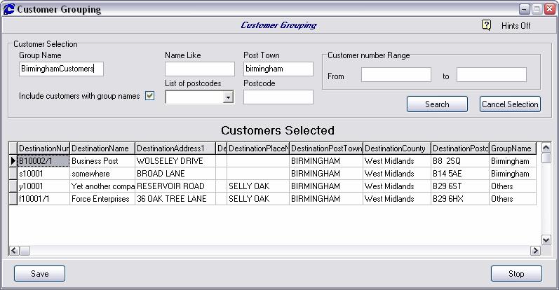 Customer Groups You can group together related customers into a group that can be used for sending out batches of consignments.