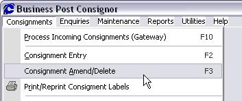 Consignor Quickstart Guide Amending and Deleting Consignments To leave the Consignment Entry screen, you can press the Esc key on your keyboard. This will return you to the main menu.