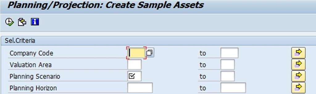 5.2 Create Sample Assets 5.2.1 Introduction This function enables you to create sample assets whose content has been described using transaction /TCIP/SCENARIO_3 (see 3.1 Define Planning Scenarios).
