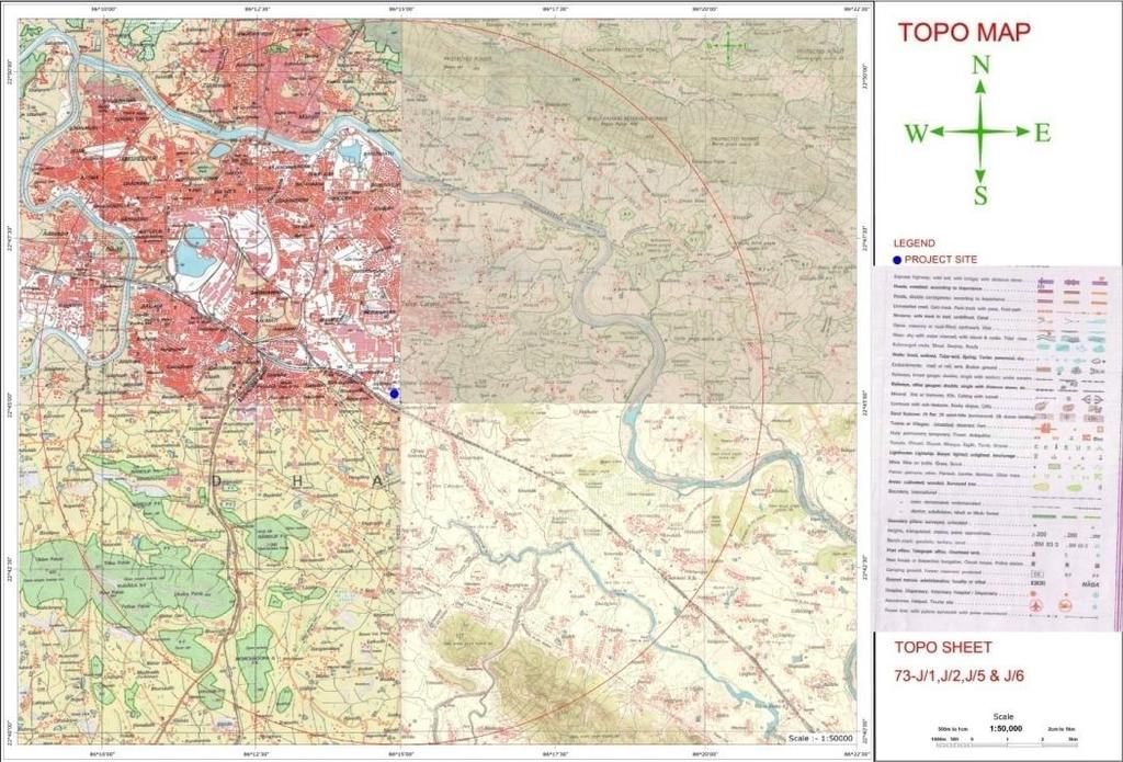 Figure 3.2 Topo Map (10 Km Radius) 3.2.2 Land Requirement The total project land area required is 3.0 Ha. available within the existing plant premises of total 123 Acres. Table 3.