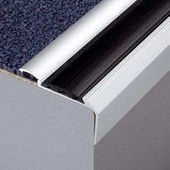 STEP Stair nosing profile with a PVC insert for retrofitting Stair nosing profile as edge protection available in various shapes and dimensions. Interchangeable PVC inserts guarantee slip-proof hold.