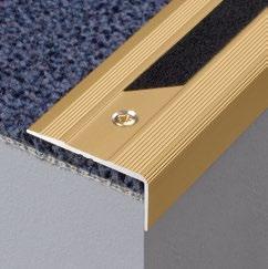 A range of transitions with the flooring surface is available Replaceable inserts STEP for smooth / grooved insert Material: Aluminium anodised Colours: silver, gold, bronze Length: 250 cm Insert: