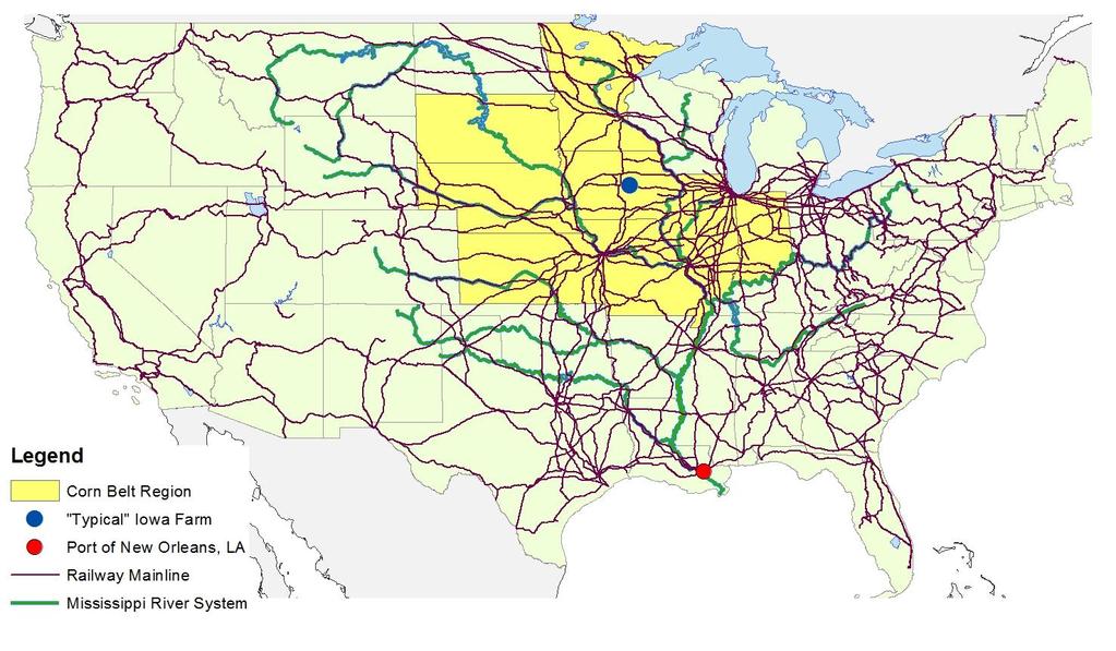 United States of America: Domestic Transportation Intermodal network grain movement 47