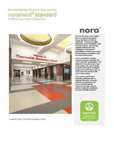 product-specific, Type III, third party certified EPDs for their standard noraplan and norament floor coverings.
