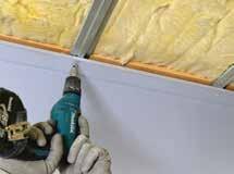 Gyproc plasterboards are fixed to the underside of Gypframe RB Resilient Bars with Gyproc Drywall Screws. to timber supports using Gyproc Drywall Screws.
